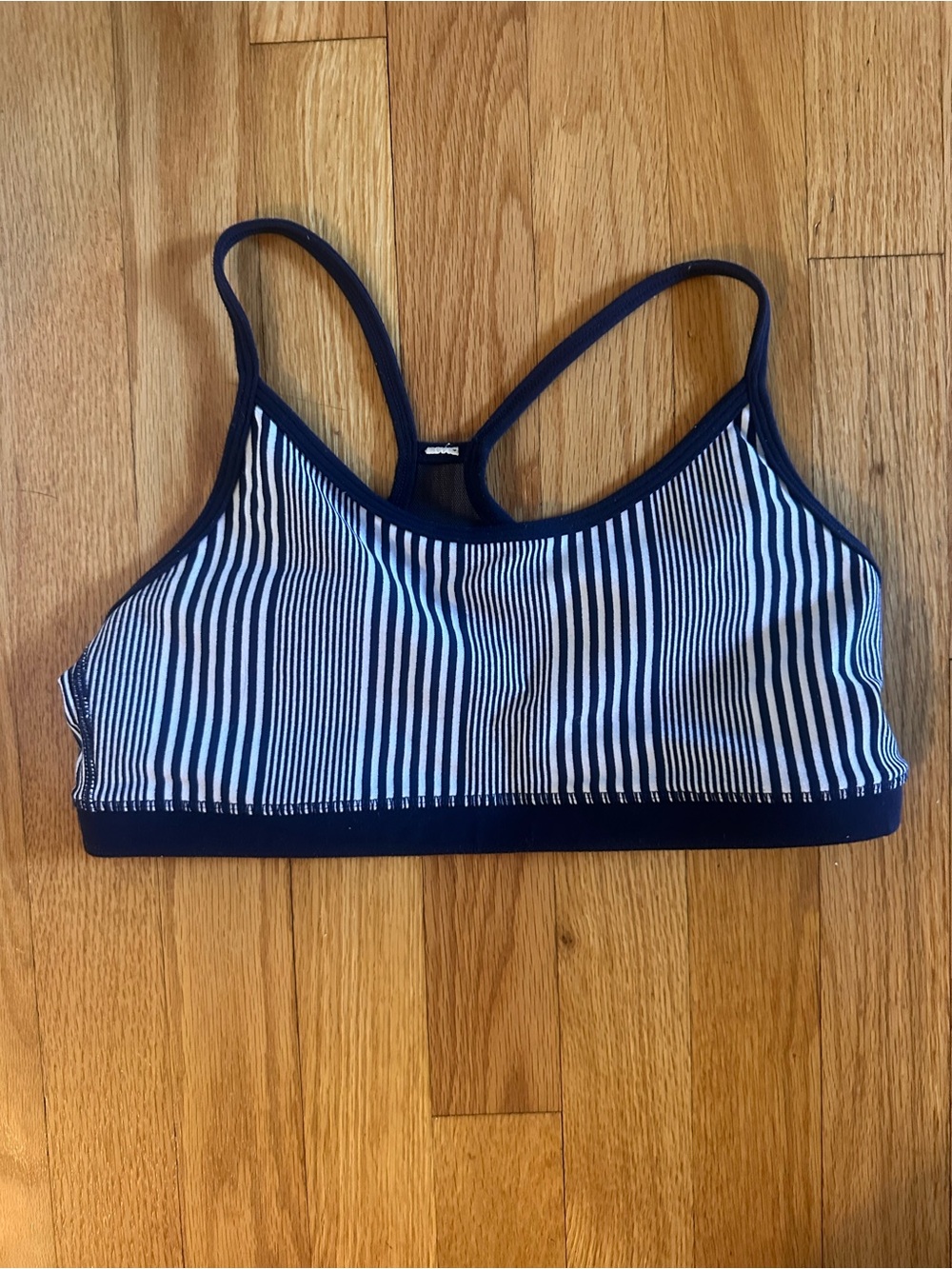 lululemon athletica Navy and White Striped Racerback Sports Bra